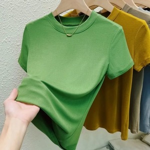 T-shirt Femme Tendance 2026 – Décontracté, Uni, Grande Taille, Haut Court Sexy et Ajusté à Manches Courtes pour l'Été - Product Image 2