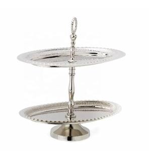 Support de gâteau en acier inoxydable à 2 niveaux de haute qualité élégant présentoir à Dessert en métal porte-Cupcake vaisselle de cuisine d'Inde - Product Image 4
