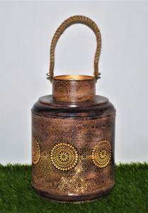 Portavelas de metal negro moderno con mango de cuerda de yute Linterna simple para decoración del hogar para Navidad - Product Image 6