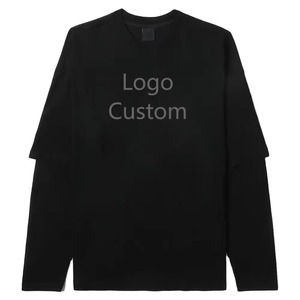 OEM Custom High Quality <b>Men's</b> 2-in-1 Double Layered Long Sleeve <b>Thermal</b> Streetwear Breathable T-<b>Shirt</b> Heavy Cotton Woven Fabric - Product Image 6