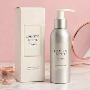 Custom <b>Aluminum</b> Cosmetic <b>Bottle</b> with Lotion Pump Screw Cap and Silk Screen Printing for Skincare and Haircare Brands - Product Image 1