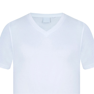 Camiseta con cuello en V para mujer, camiseta en blanco informal de algodón suave de tela al por mayor para todos los días - Product Image 5