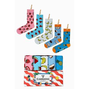 Paquete de 5 Calcetines Transpirables con Estampado de Frutas de Verano, Coloridos para Uso Diario - Product Image 1