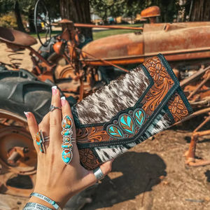 Western Fashion Women's Genuine Leather <b>Wallet</b> Vintage Clutch Wristlets Set Tassel <b>Zip</b> Closure Cotton/Nylon Lining for Travel - Product Image 1