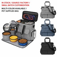 Sac de voyage pliable portable grande capacité pour chiens et chats, avec rangement extérieur pour nourriture pour animaux