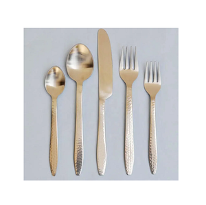 Juego de cubiertos de lujo de acero inoxidable pulido con espejo, cuchillo, cuchara, tenedor, mango dorado, gran oferta - Product Image 5