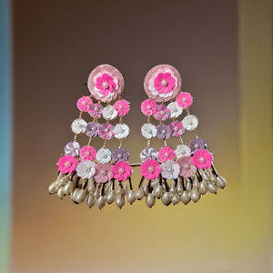 Pendientes Elegantes de Estilo Bohemio con Cuentas en Forma de Corazón y Borlas de Perlas, Joyería Romántica Personalizable Pinkweave India - Product Image 6