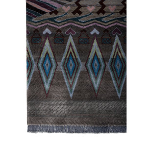 Tapis Manchaha 9x12 noué à la main en laine et soie de bambou, motif géométrique, pour salon et couloir, rectangulaire, Les-2452, gris et noir - Product Image 4