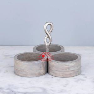 Tazón de Madera Rústico de 3 Secciones para Decoración de Hoteles y Restaurantes, Novedad de 2023, Madera de Mango Rústica Blanca para Frutas - Product Image 2