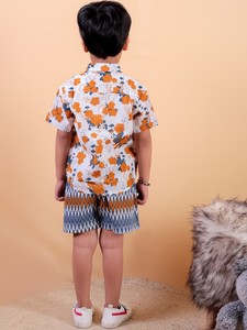 Ensemble coordonné pour enfants garçons Chemise et short imprimés à fleurs élégants Décontracté et confortable avec tissu respirant - Product Image 5