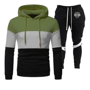 Conjunto Deportivo para Hombre, Conjunto Deportivo de Dos Piezas con Bloques de Color, Sudadera con Capucha de Manga Larga con Bloques de Color, Pantalones Deportivos, Traje Informal - Product Image 1
