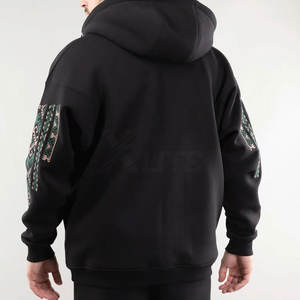 Sweat à capuche moderne avec fermeture éclair intégrale, broderie, 100% coton, chaud, respirant, streetwear avec poche pour l'hiver - Product Image 4