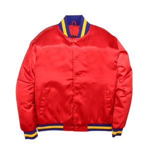 Chaqueta de béisbol de bombardero de satén de puntada personalizada, diseño OEM para conjuntos de equipo y chaqueta de equipo universitario de moda de grupo - Product Image 1