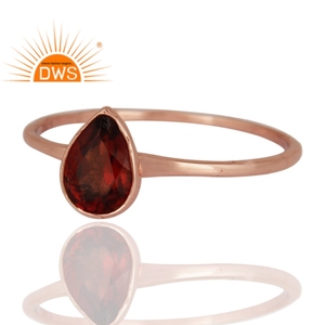 New Arrival Sterling <b>Silver</b> Rose Gold Plated Natural <b>Garnet</b> Gemstone Stackable <b>Ring</b> Custom Jewelry Manufacturer - Product Image 2
