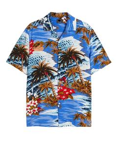 Camisa de resort informal de marca personalizada para hombre 100% tejido de viscosa tendencia manga corta a rayas comodidad botón de ajuste regular al por mayor - Product Image 1