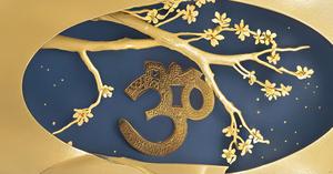 Latón Sagrado Om Símbolo Arte de la pared Sala de meditación Yoga Decoración Letreros de pared de madera para la decoración del hogar - Product Image 2