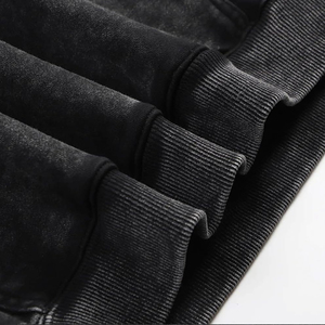 Sweat à capuche Streetwear avec logo personnalisé, couleur dégradée, patchwork de broderies vintage délavés à l'acide pour hommes - Product Image 6