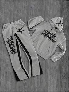 Conjunto de chándal de ropa informal para hombre 2025, Sudadera con capucha de gran tamaño con estampado de grafiti y pantalones para correr, traje urbano de 2 piezas de Hip Hop - Product Image 5