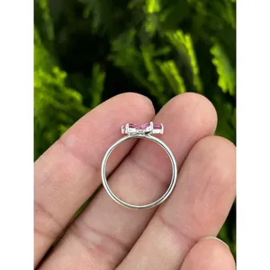 Bague florale en saphir rose, argent sterling 925, bague en pierres précieuses à fleurs faite à la main, fournisseur de bijoux en gros - Product Image 6