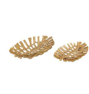 Metal Casting Leaf Shape Bowl Food Serving Tray & Bowl Tabletop Decorative Gold Antique Finished Bowl Leaf Shape - Product Image 6