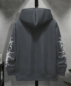 เสื้อฮู้ดดี้ผ้าฝ้าย 100% ทรงหลวม ไหล่ตก สไตล์วินเทจ สำหรับผู้ชาย ฤดูหนาว สีสั่งทำได้ เนื้อผ้าหนา ทรงโอเวอร์ไซส์ ปักลาย - Product Image 6