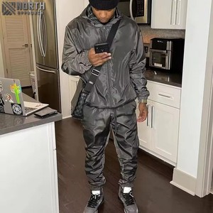 Ensembles pantalons de survêtement et sweat à capuche à logo personnalisé pantalon à jambe droite survêtement 2 pièces ensemble pantalons de survêtement et sweat à capuche en coton vêtements de jogging pour hommes - Product Image 4