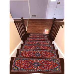 Tapis imprimé aux tons doux : Rouge, Oushak, Décoration d'escalier, Turc, Lavable, Gobelin - Product Image 5