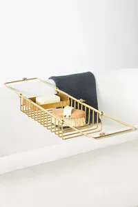 Soporte de carrito de baño de doble nivel multifuncional de Metal dorado de alta calidad, estante de almacenamiento autodrenante para uso en bañera para especias - Product Image 3