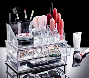 Organisateur de maquillage en acrylique à 3 tiroirs, best-seller, technologie d'injection, écologique, moderne, multifonctionnel, cosmétiques de salle de bain - Product Image 3