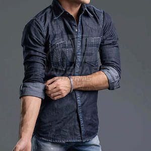 เสื้อเชิ้ตยีนส์ผู้ชายคลาสสิก เสื้อเชิ้ตแขนยาวผ้าฝ้ายนุ่ม เสื้อเชิ้ตยีนส์ผู้ชายทันสมัย เสื้อเชิ้ตทำงานกลางแจ้งทรงเข้ารูป - Product Image 2