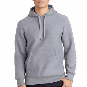 Sudadera con Capucha Gris para Hombre, Corte Regular, Informal, Tejida, Manga Larga, Color Sólido, Diseño con Bolsillo de Felpa, Ropa de Otoño - Product Image 6
