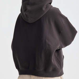 เสื้อฮู้ดมีซิปสีพื้นผ้าขนแกะผ้าฝ้ายหนาพิมพ์ลายโลโก้แบบซิปคู่สำหรับฤดูหนาว - Product Image 2