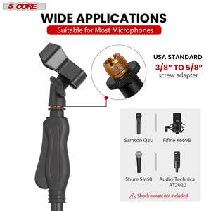 5 Core Microphone Stand Universal Floor Height Adjustable 35 to 57 Round Base Mic Stands Quick Setting <b>Lock</b>-<b>Tight</b> Knob w 5/8 - Product Image 3