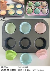 Teglia Quadrata in Ferro per Muffin da 6 Porzioni - Lavabile in Lavastoviglie, Senza BPA, Sicura per Alimenti - 26x18x3cm AZ-5364 Spedizione Solo in Messico - Product Image 6