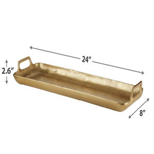 Plateau de service vintage en aluminium moulé en laiton doré Plateau en métal rustique Plateau en métal galvanisé avec aluminiums à motifs bruts - Product Image 1