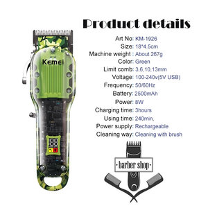 Recortadora de Pelo Inalámbrica Recargable con Cuchilla de Acero Inoxidable, Ajustable, Impermeable, para Afeitar Barbas, Eléctrica, USB, para el Hogar - Product Image 6