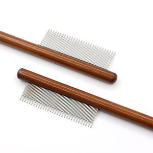 Pettine Districante con Manico in Legno per Toelettatura Animali, con Denti Lunghi e Corti in Acciaio Inox, Rimuovi Pelo per Cani e Gatti - Product Image 5