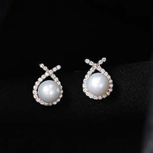 Pendientes de Perlas de Agua Dulce Asal Plateados, Forma de Gota de Agua con Engaste de Bisel para Bodas - Product Image 2