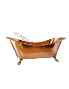 Bañera independiente de calidad de Hotel de lujo de cobre antiguo, pie de arcilla hecho a mano con escurridor, nueva bañera con acabado antiguo para baños - Product Image 1