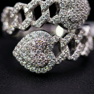 Anillo de doble cabeza de serpiente con incrustaciones de circonitas en oro blanco para hombre, joyería de moda de lujo y estilo audaz. - Product Image 2