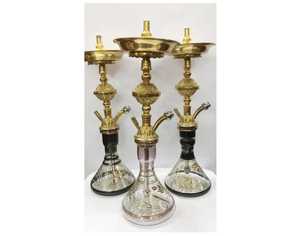 Farida ชุดอุปกรณ์มอระกู่ทำจากทองเหลืองขนาด65ซม. สไตล์อียิปต์แบบดั้งเดิมมีชิชาเคลือบด้วยสังกะสีเคลือบเงาบรรจุกล่องสำหรับใช้ในร้านกาแฟ - Product Image 5