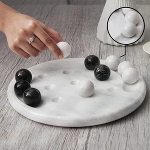 Tableau de marbre blanc avec des boules de marbre noir et blanc parfait Tic-Tac-Toe Game meilleur design et qualité pour enfant par Target World - Product Image 5