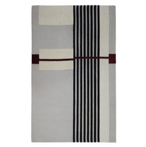 Alfombra de lana con rayas geométricas modernas, alfombra de área de lana hecha a mano, marfil, negra, antideslizante, ecológica, pila mediana para sala de oración de dormitorio - Product Image 6