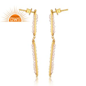 ขายดี925เงินสเตอร์ลิง18K ชุบทอง18K ต่างหูประดับลูกปัดลูกปัดมุกธรรมชาติเครื่องประดับดีเครื่องประดับสำหรับผู้หญิงของขวัญสำหรับผู้หญิง - Product Image 3