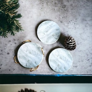 Marble <b>Ceramic</b> <b>Coasters</b> Set Of 6 With Gold Holder - Product Image 3