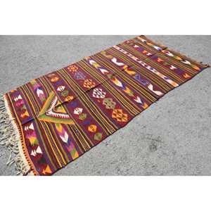 Turkish Area Rug, 4.3x8.6 ft Vintage Rug, <b>Red</b> Polka dot <b>Wool</b> Rug - Product Image 2