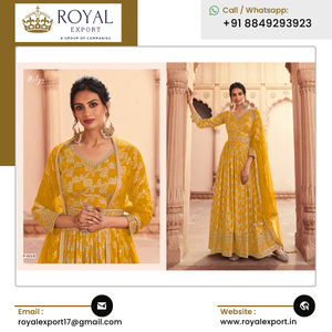 Designer Dola Jacquard Soie Broderie Travail Anarkali Robe Pantalon Dupatta Collection Filles Mariage Fête Porter Robe Kurti - Product Image 6