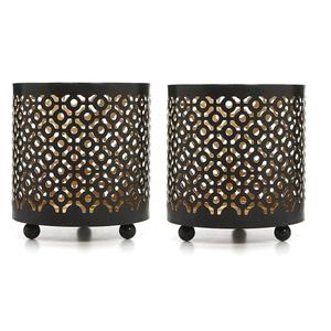 เชิงเทียนเฮอริเคนโลหะคลาสสิกที่มีสัมผัสโบราณที่สมบูรณ์แบบสำหรับการตกแต่งภายในบ้านไร่บ้านวินเทจและการตั้งค่าที่เรียบง่าย - Product Image 5