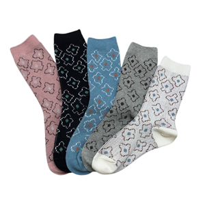 <b>Women</b> Design Flower Patterns Crew Socks Soft Breathable Cotton Girls Sock <b>for</b> Casual Daily <b>Shoes</b> Wear Elegant Style Wholesale - Product Image 1