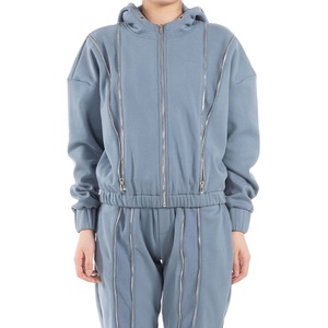 Tendance femmes hiver ensemble de survêtements survêtements OEM femmes logo personnalisé pantalons de survêtement et sweat à capuche court ensemble 2026 - Product Image 5